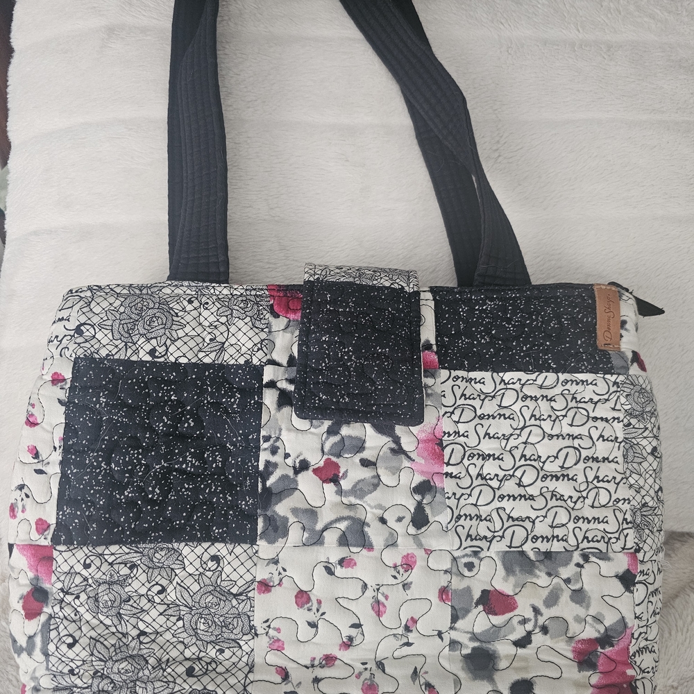 Stylish Black and Pink Patchwork Tote